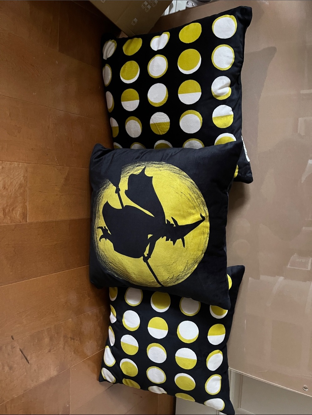 Halloween Pillows - Black & Yellow Witch Silhouette Decorative Throw Pillow